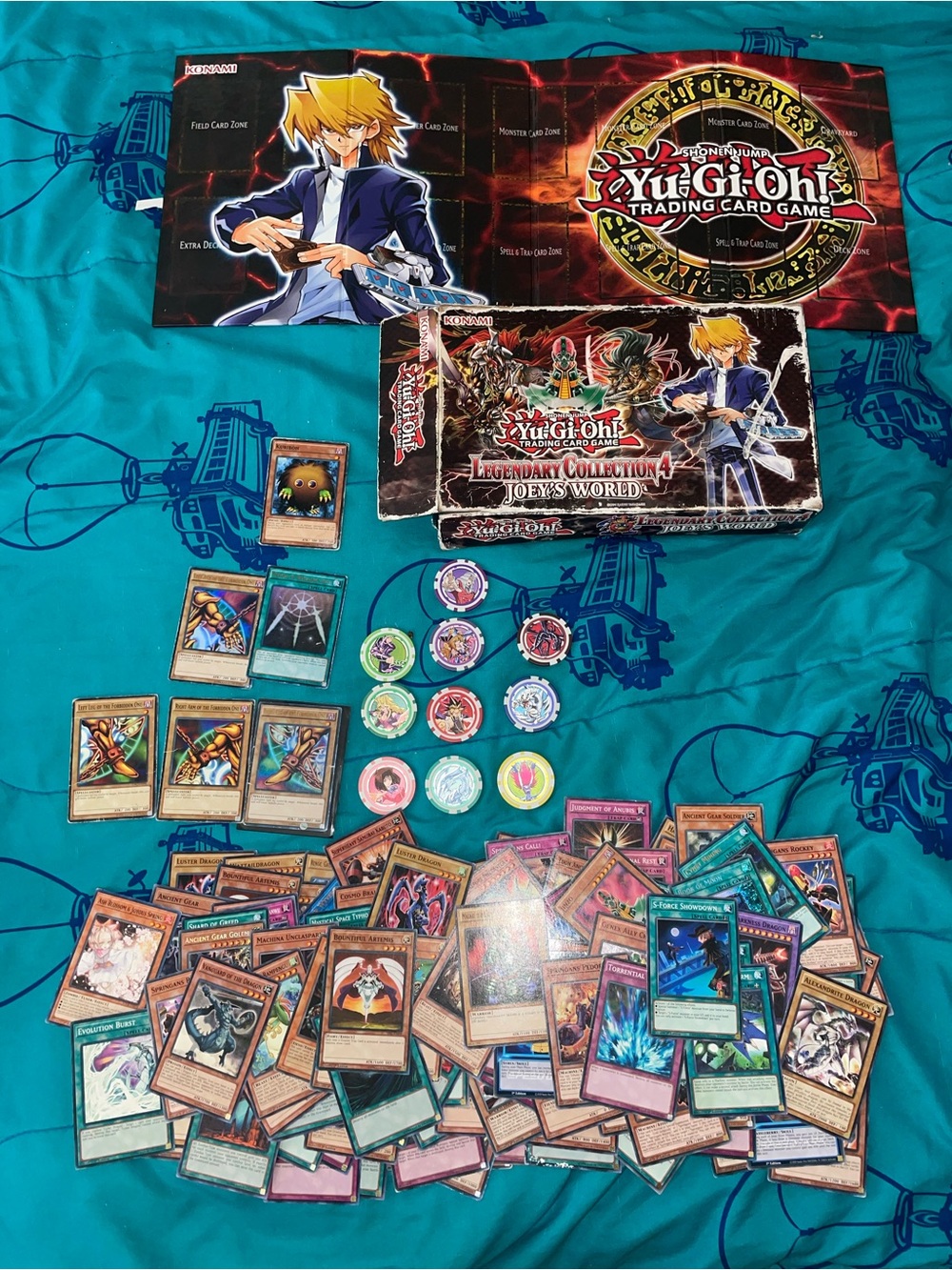 Younique Yu-Gi-Oh! Card Game Set - Blue Playmat & Assorted Cards
